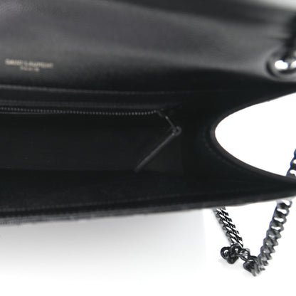 Saint Laurent Grain De Poudre Textured Mixed Matelasse Large Triquilt Monogram Monochrome Satchel Black 5 of 11