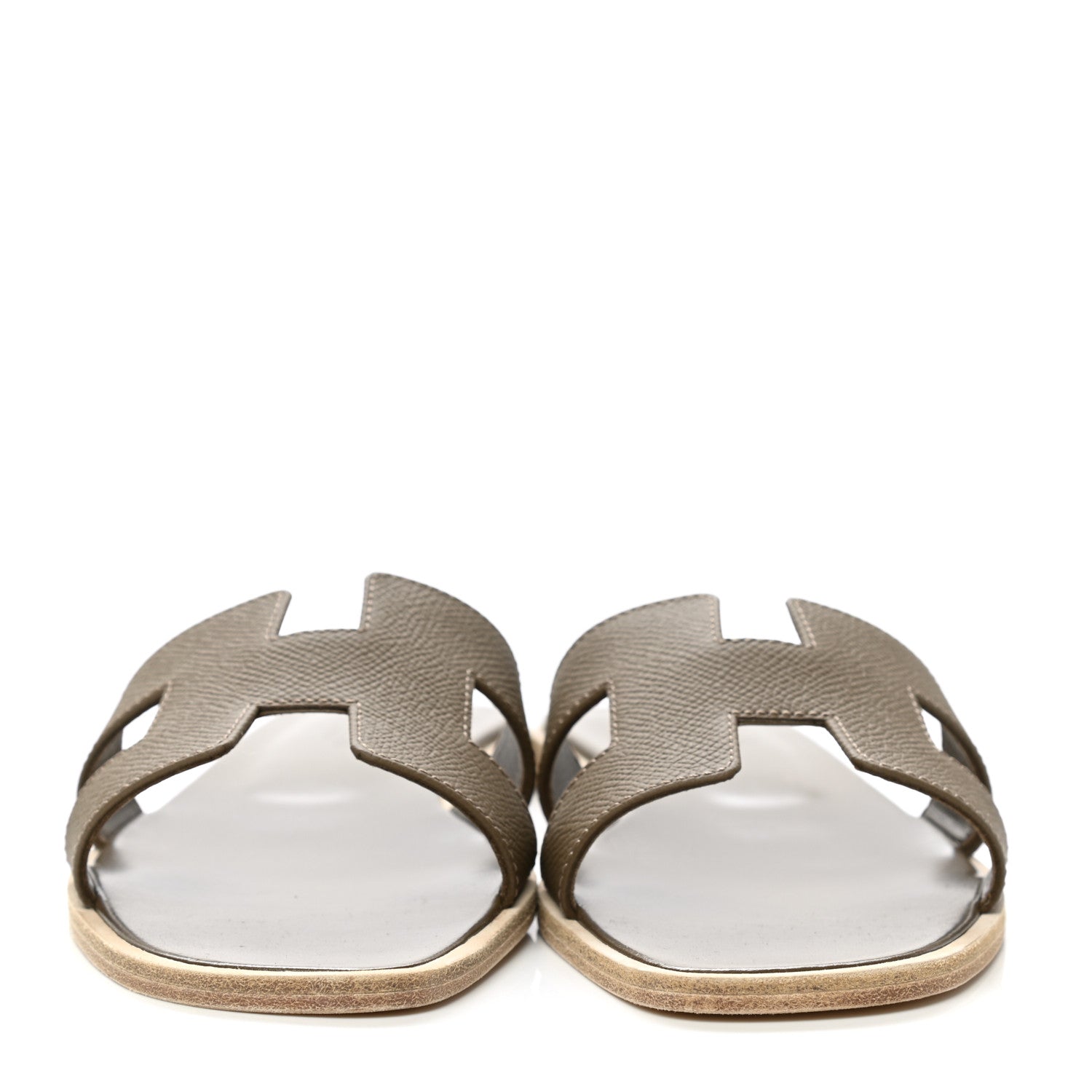 Hermes Epsom Oran Sandals 37.5 Etoupe 2 of 9