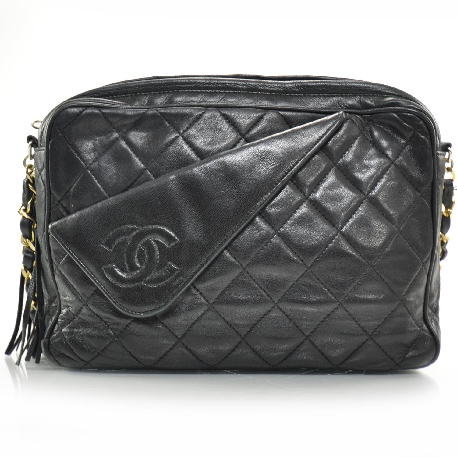 Chanel Lambskin Quilted Tassel Camera Case Black 1 of 9