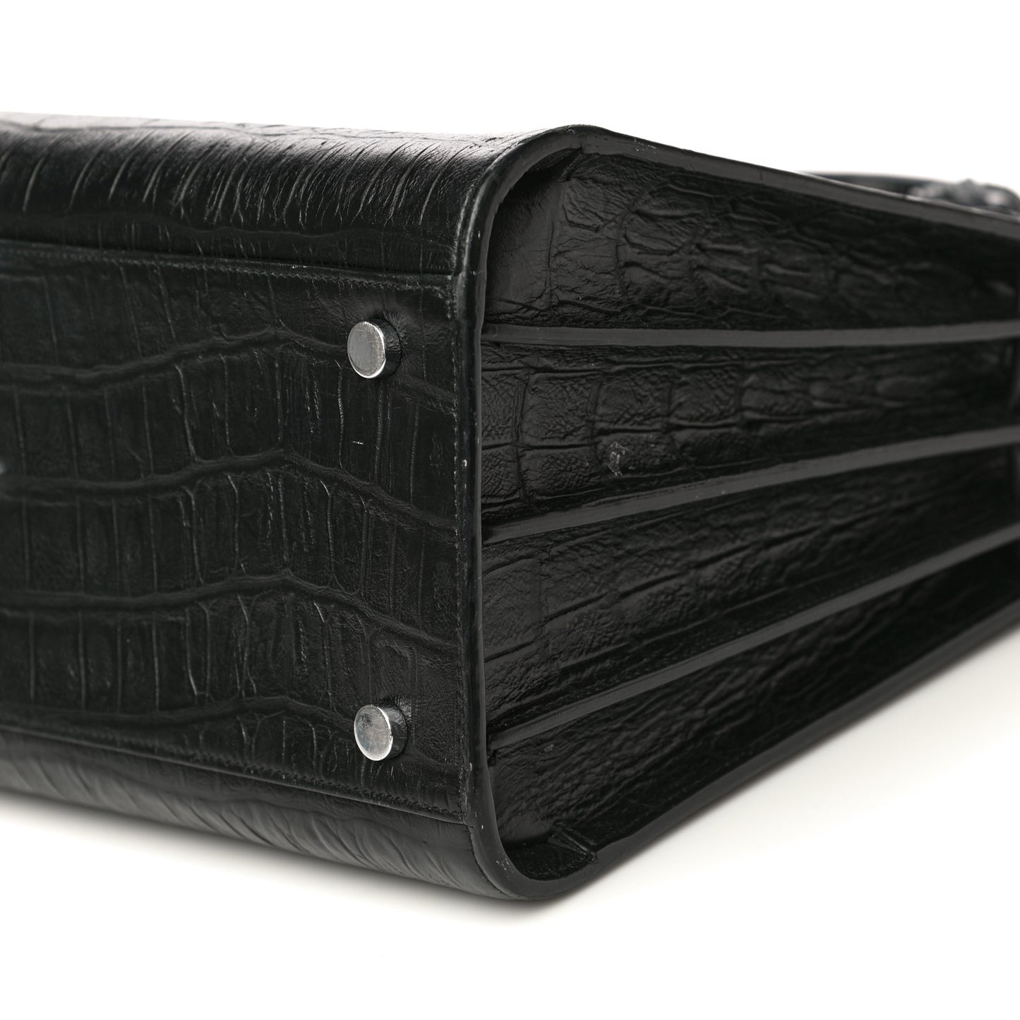 Calfskin Crocodile Embossed Small Sac de Jour Black