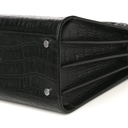 Saint Laurent Calfskin Crocodile Embossed Small Sac de Jour Black 9 of 12