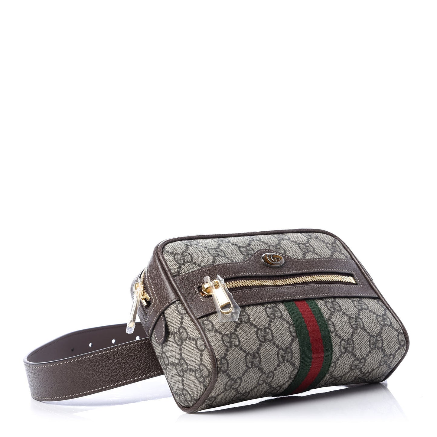 GG Supreme Monogram Web Small Ophidia Belt Bag 85 34 Dark Brown
