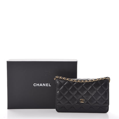 Chanel Lambskin Quilted Wallet On Chain WOC Black 9 of 9