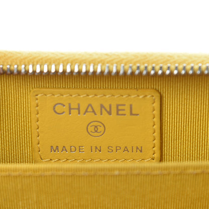Chanel Caviar Chevron Quilted Zip Coin Purse Yellow 7 of 10