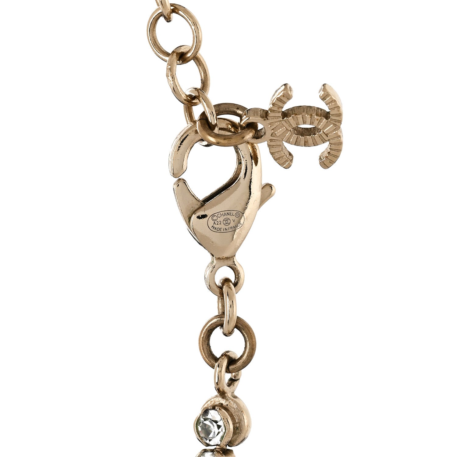 Chanel Crystal CC Chain Short Necklace Gold 5 of 5