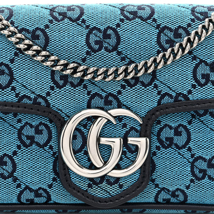 Gucci Monogram Multicolor Matelasse Diagonal Super Mini GG Marmont Shoulder Bag Light Blue 8 of 10