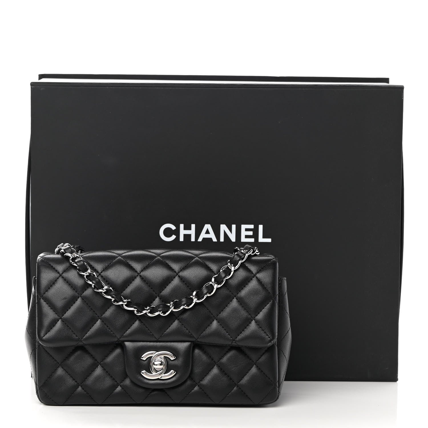 Chanel Lambskin Quilted Mini Rectangular Flap Black 16 of 16