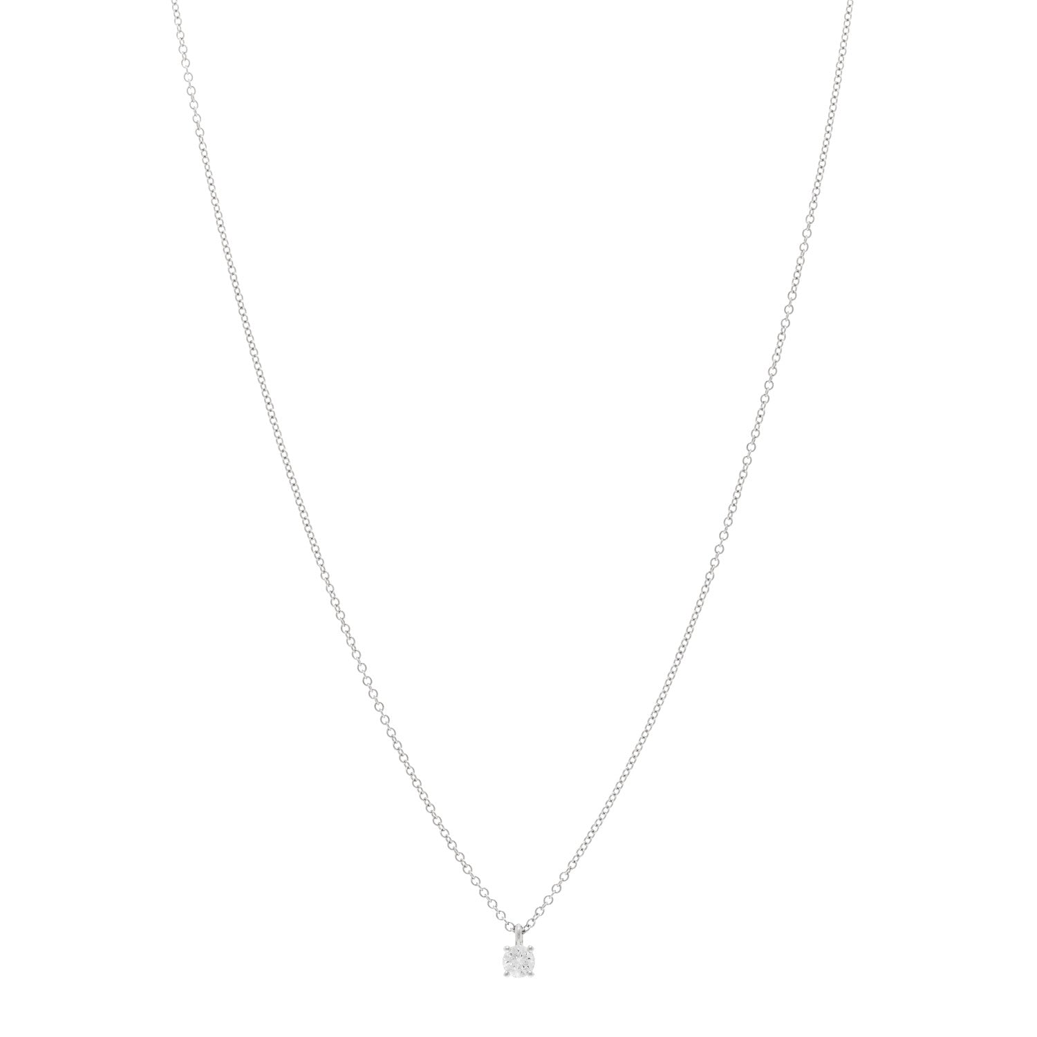 Tiffany Platinum Diamond .16ct Solitaire Pendant Necklace 1 of 5