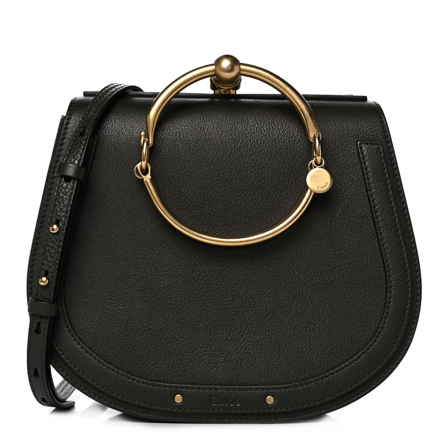 Calfskin Suede Medium Nile Bracelet Bag Black