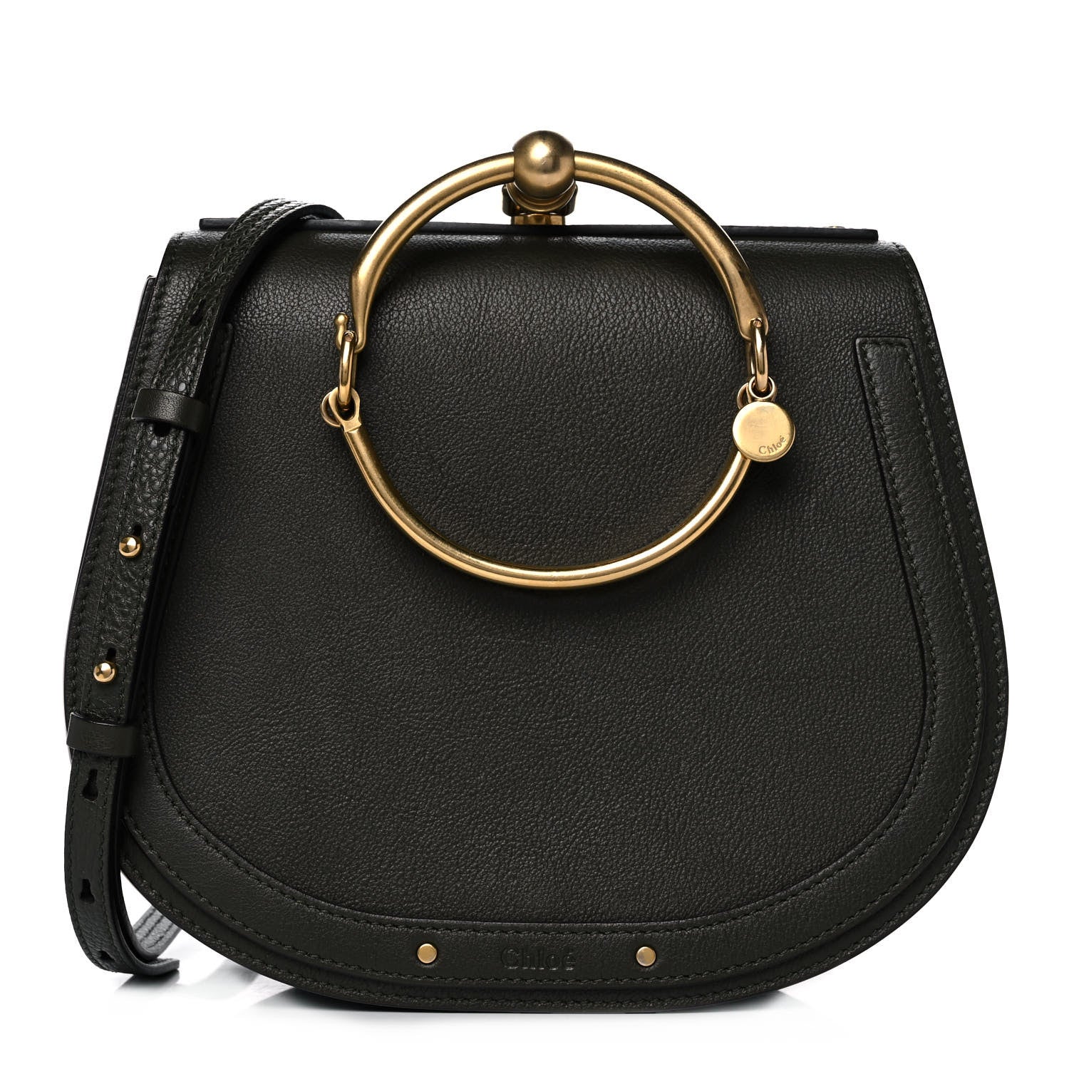 Chloe Calfskin Suede Medium Nile Bracelet Bag Black 1 of 12