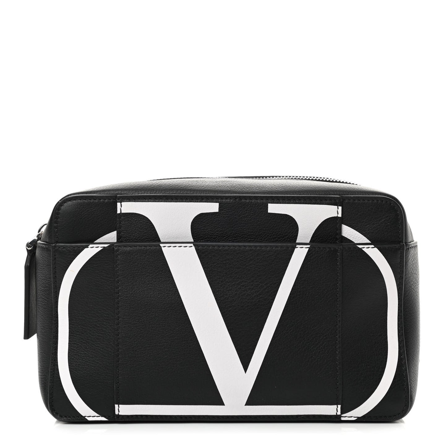Calfskin Mens VLogo Belt Bag Black White