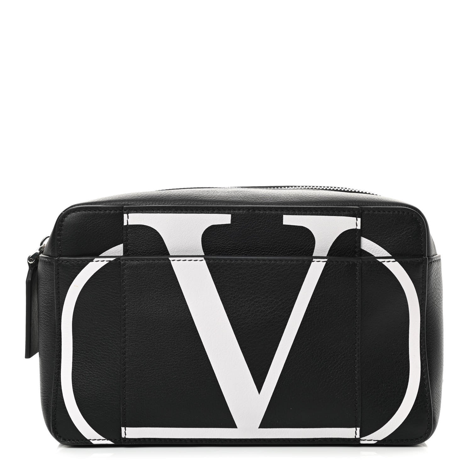 Valentino Garavani Calfskin Mens VLogo Belt Bag Black White 1 of 9