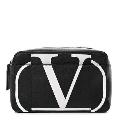 Valentino Garavani Calfskin Mens VLogo Belt Bag Black White 1 of 9