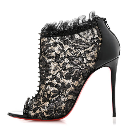 Christian Louboutin Lace Patent Pigalle 100 Booties 38 Black 1 of 9