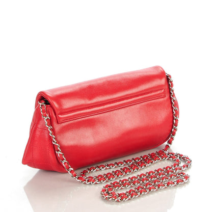 Chanel Lambskin Half Moon Wallet On Chain WOC Red 3 of 9
