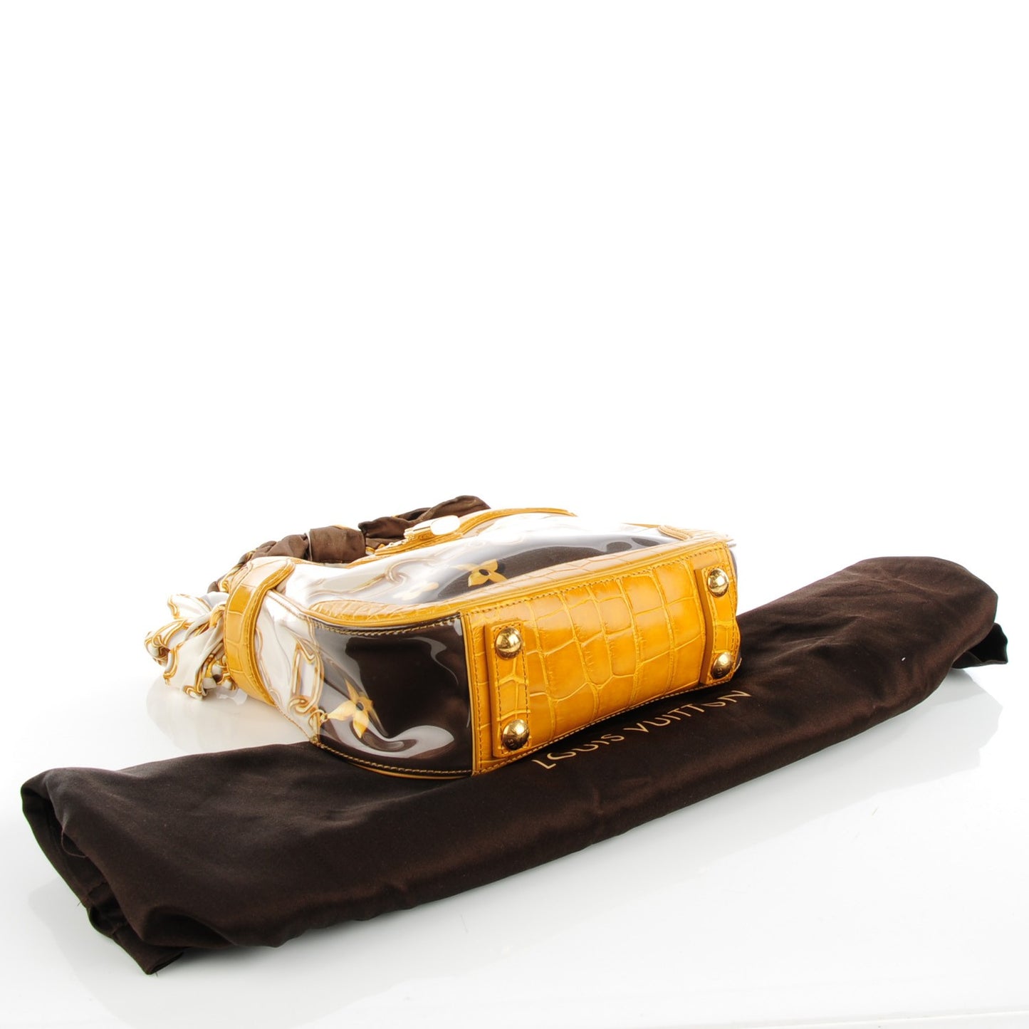 Alligator Monogram Charms Linda Scarf Bag Taupe