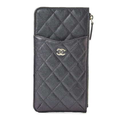 Chanel Iridescent Caviar Quilted Classic Flat Wallet Pouch Black 1 of 8