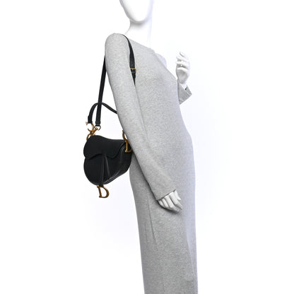 Christian Dior Grained Calfskin Saddle Bag With Strap Black 2 of 11
