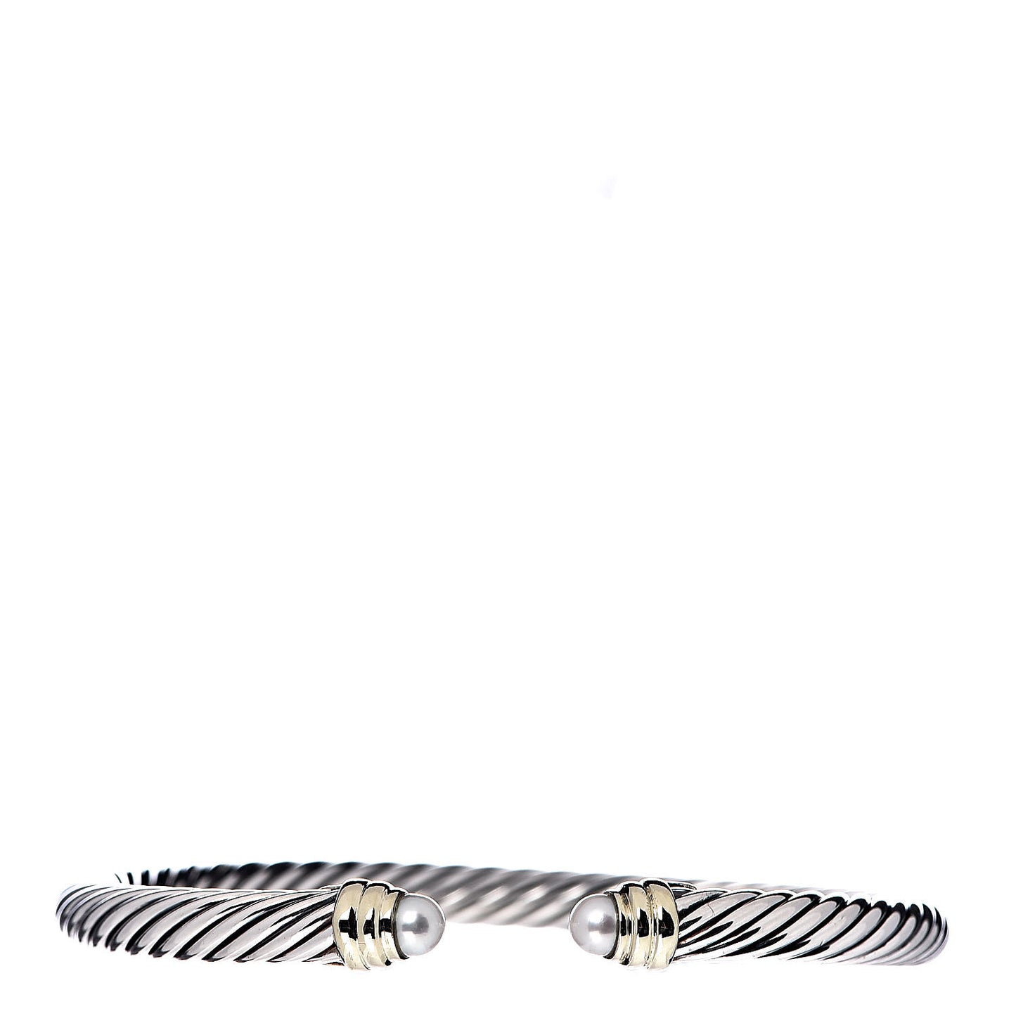 Sterling Silver 14K Yellow Gold Pearl 5mm Cable Classics Petite Color Bracelet