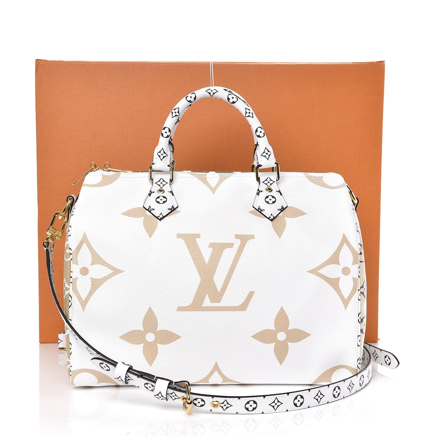Louis Vuitton Monogram Giant Speedy Bandouliere 30 Kaki Beige 10 of 10