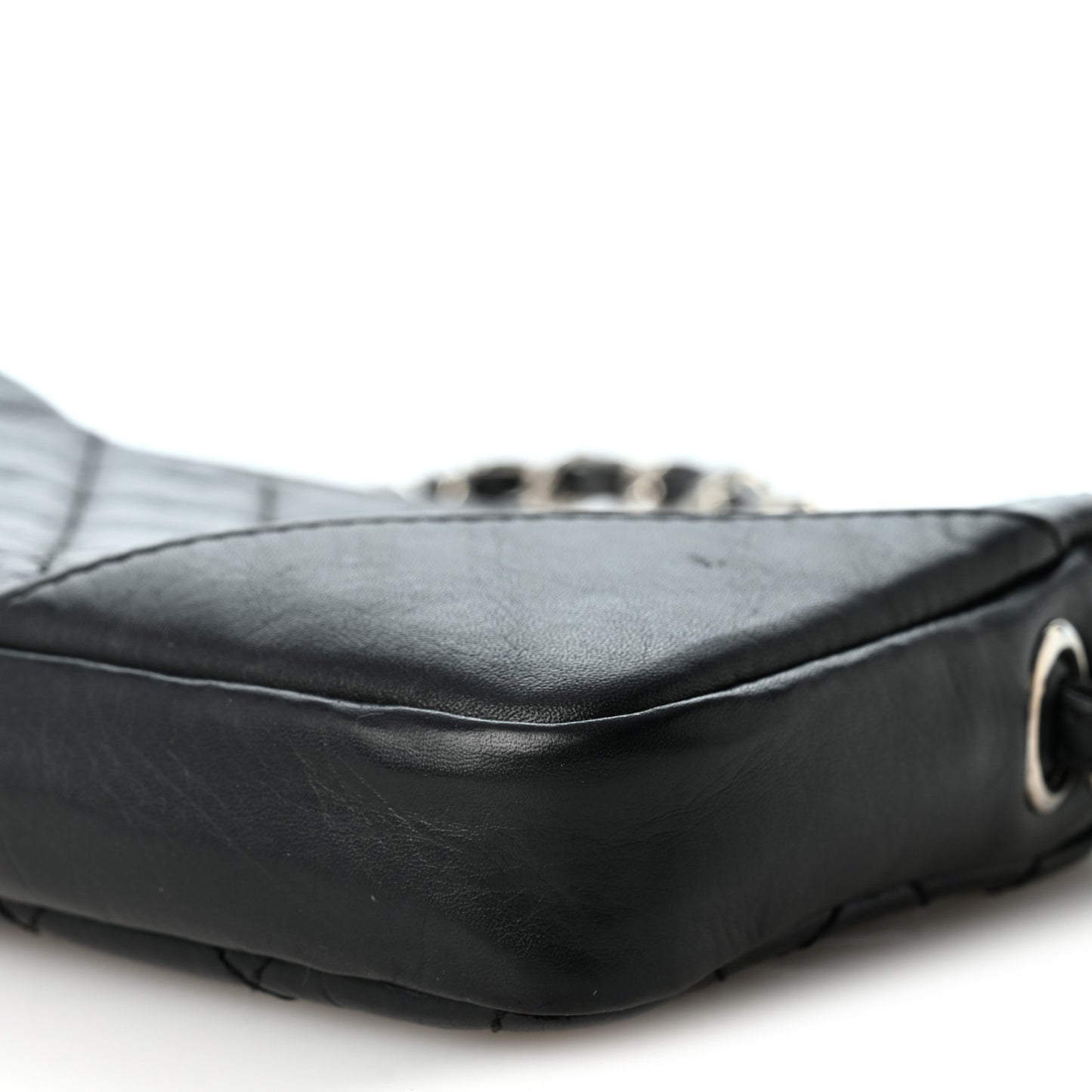 Aged Calfskin Quilted Cotton Club Pochette Black