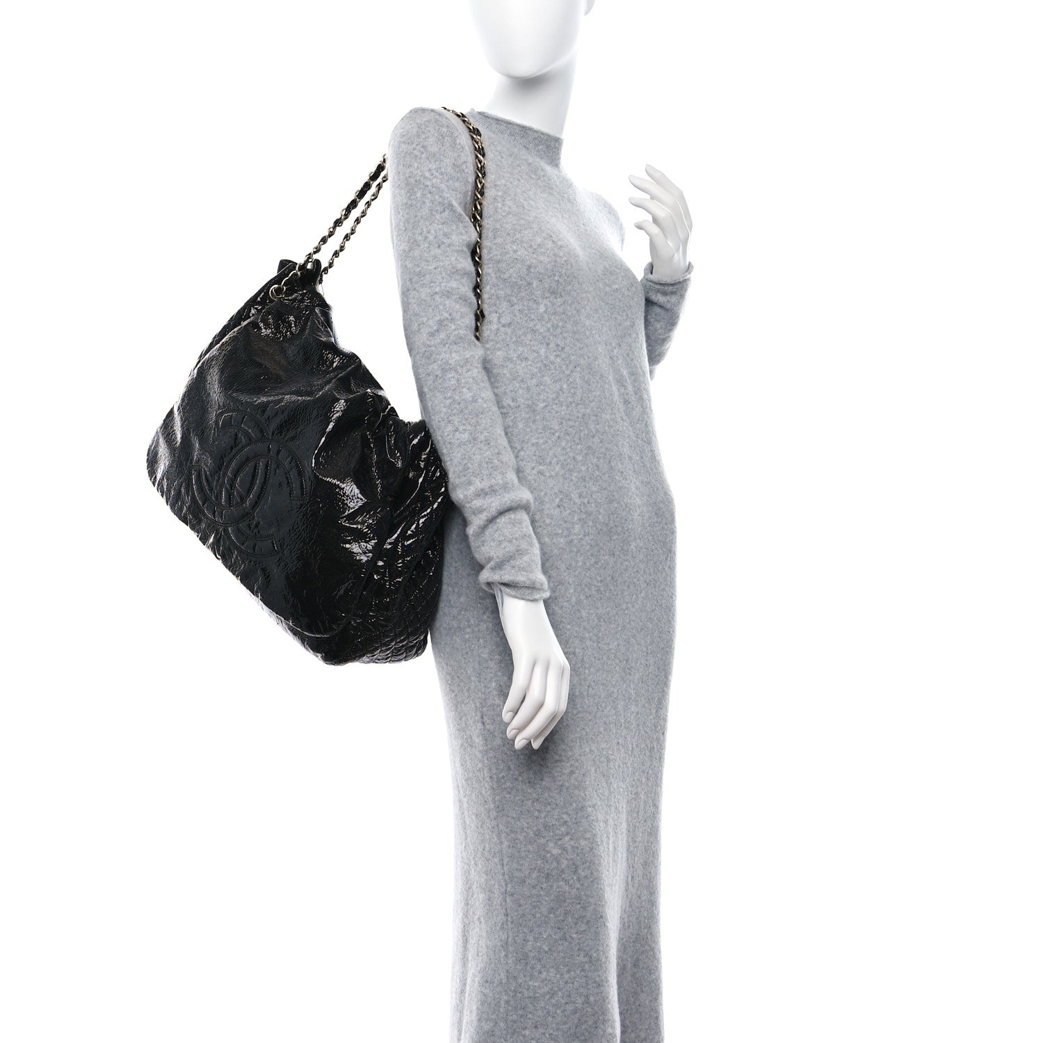 Chanel Vinyl XXL Rock and Chain Flap Black 2 of 9