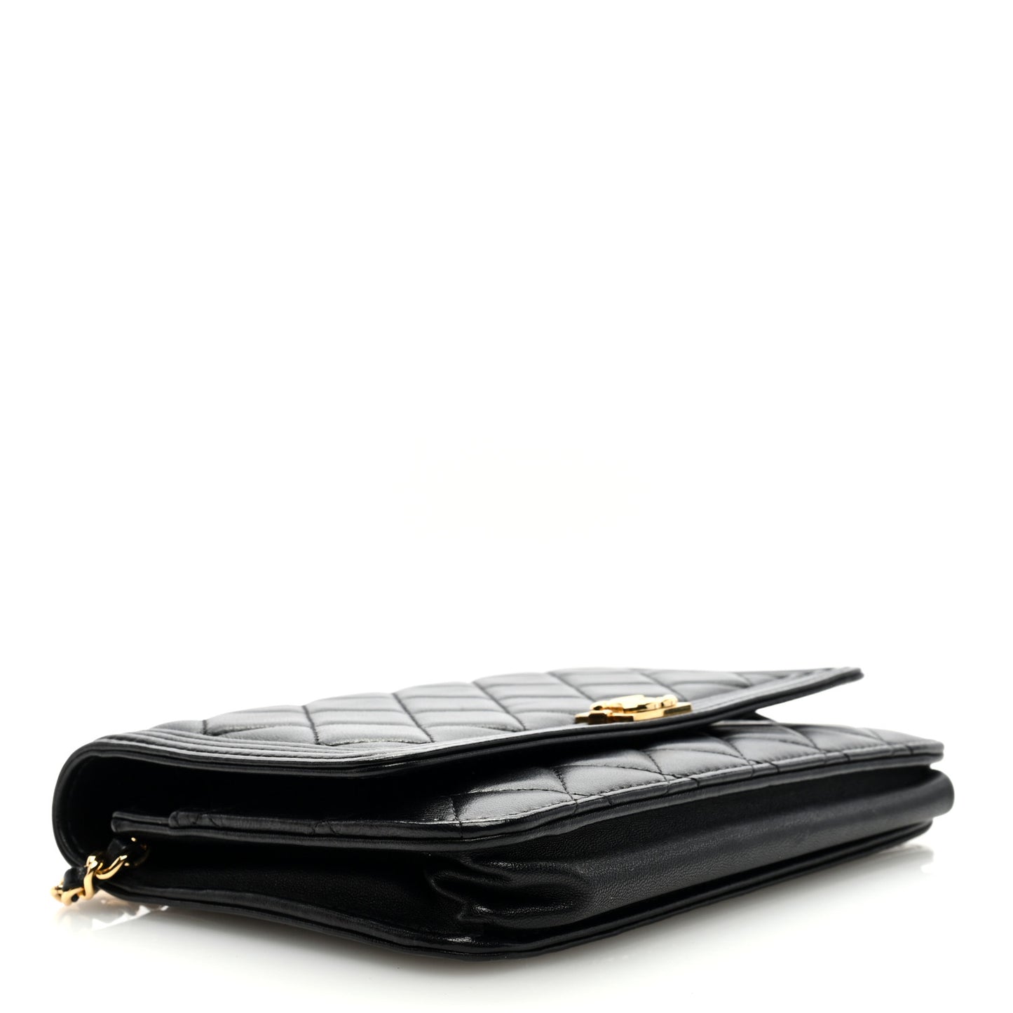 Lambskin Quilted Boy Wallet On Chain WOC Black