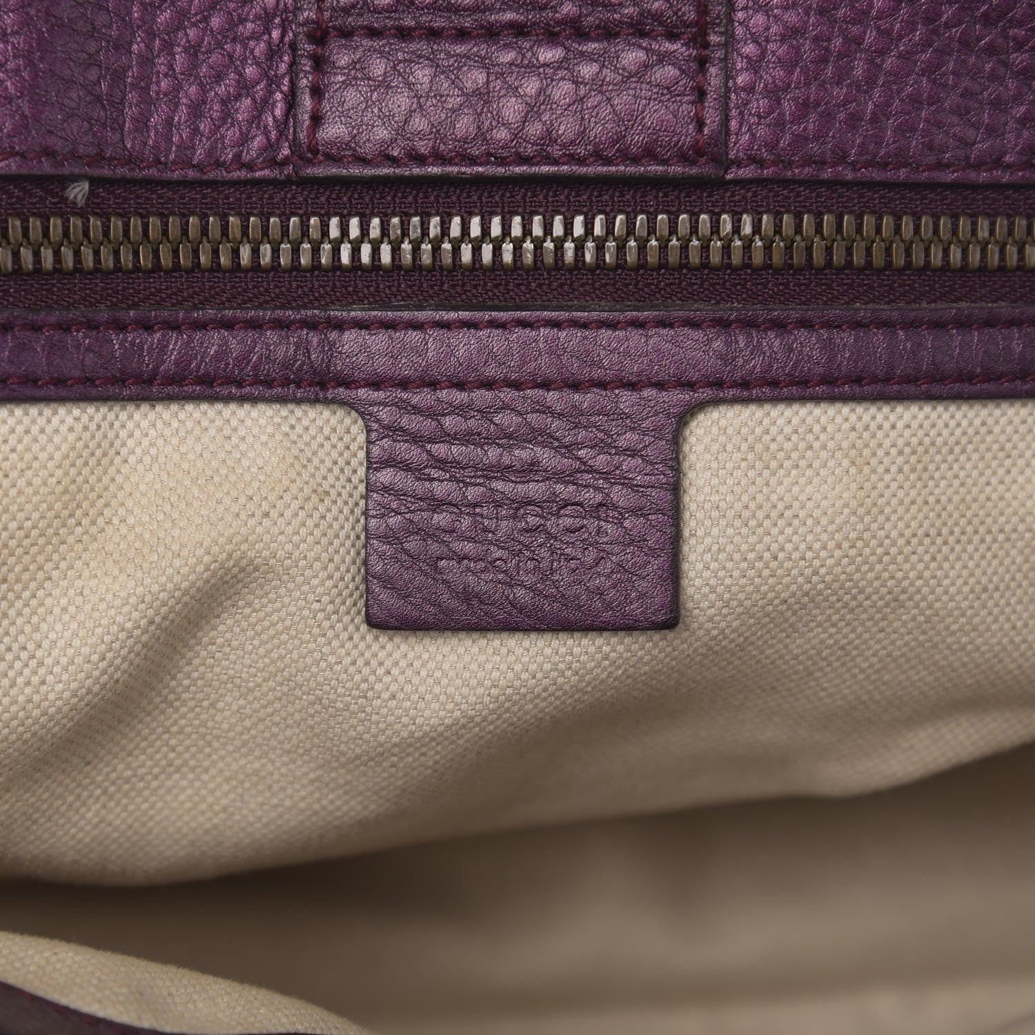 Gucci Pebbled Calfskin Medium Bamboo Shopper Tote Purple 5 of 13