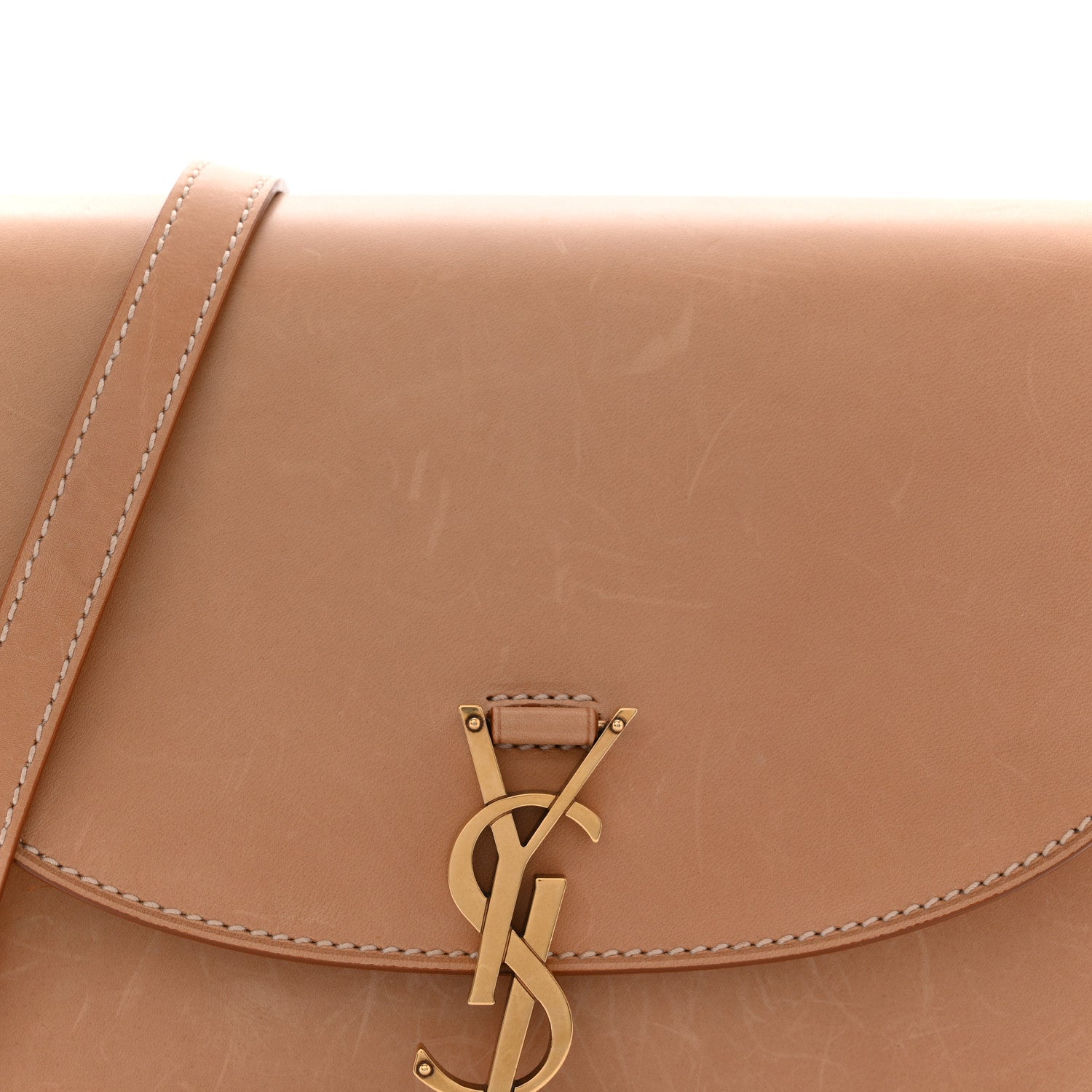 Saint Laurent Smooth Vintage Calfskin Monogram Medium Kaia Satchel Gold 8 of 15