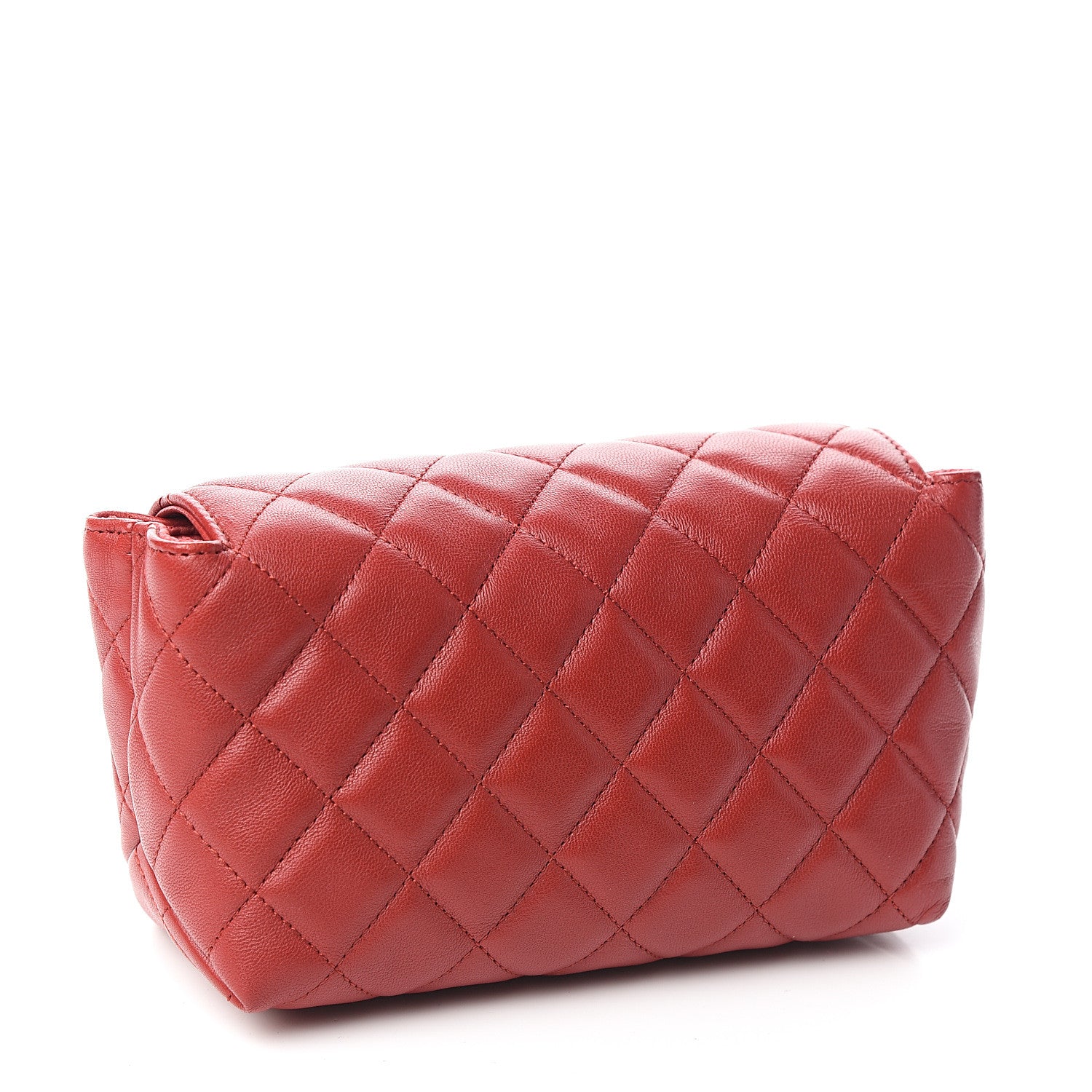 Chanel Lambskin Quilted Flap Cosmetic Case Red 2 of 6
