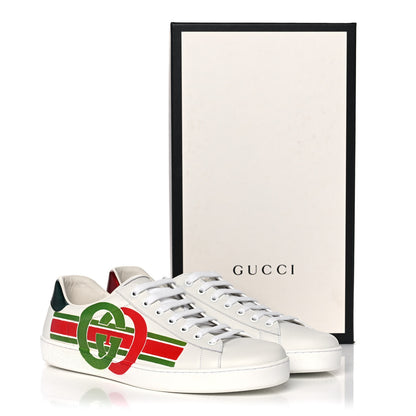 Gucci Calfskin Interlocking G Mens New Ace Sneakers 9 White Red Flame Green 11 of 11