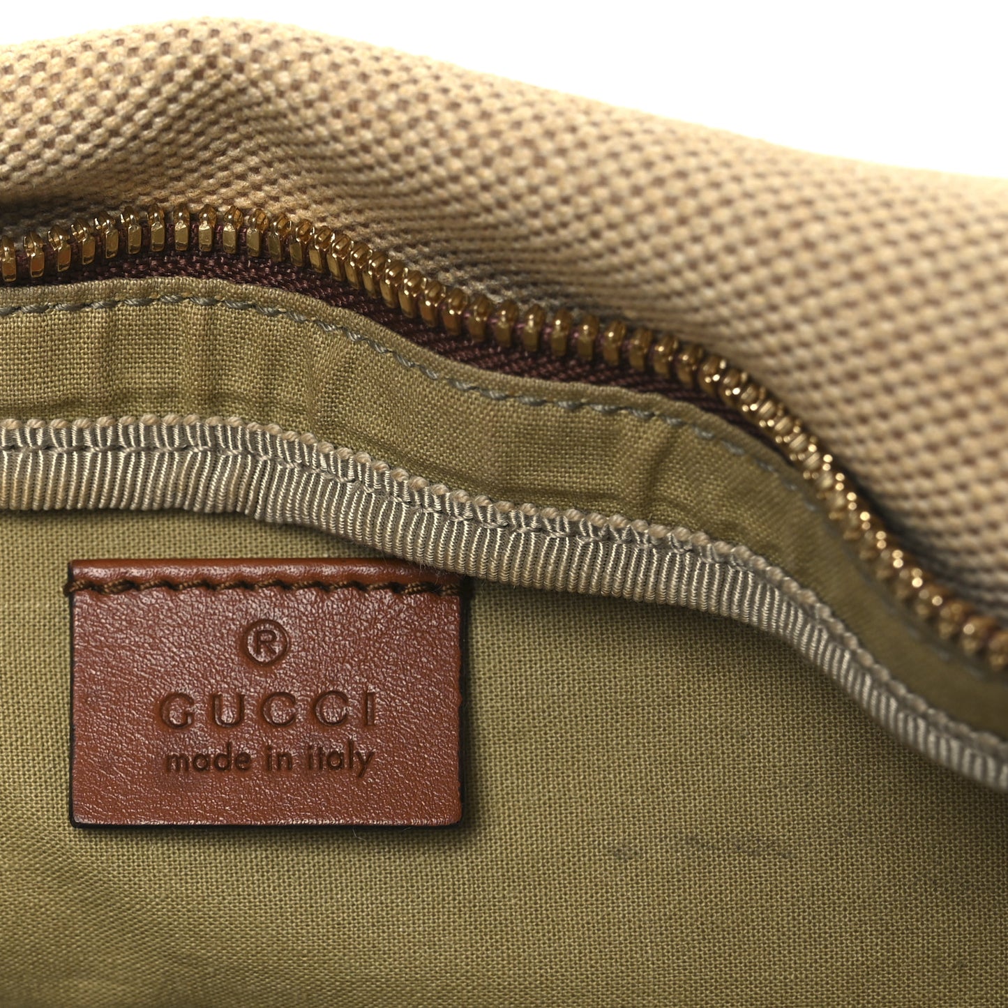 Vintage Canvas Web Belt Bag Sand Cuir