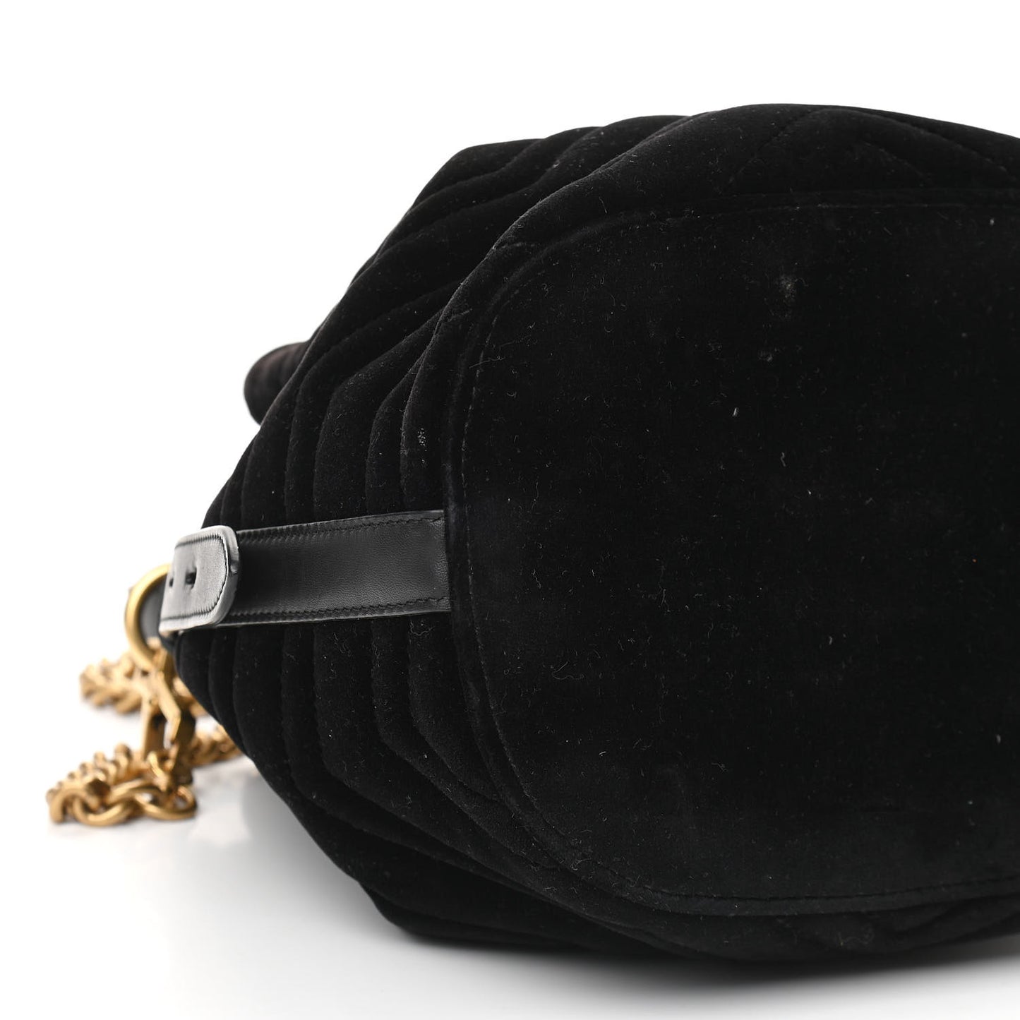 Velvet Matelasse GG Marmont Bucket Bag Black