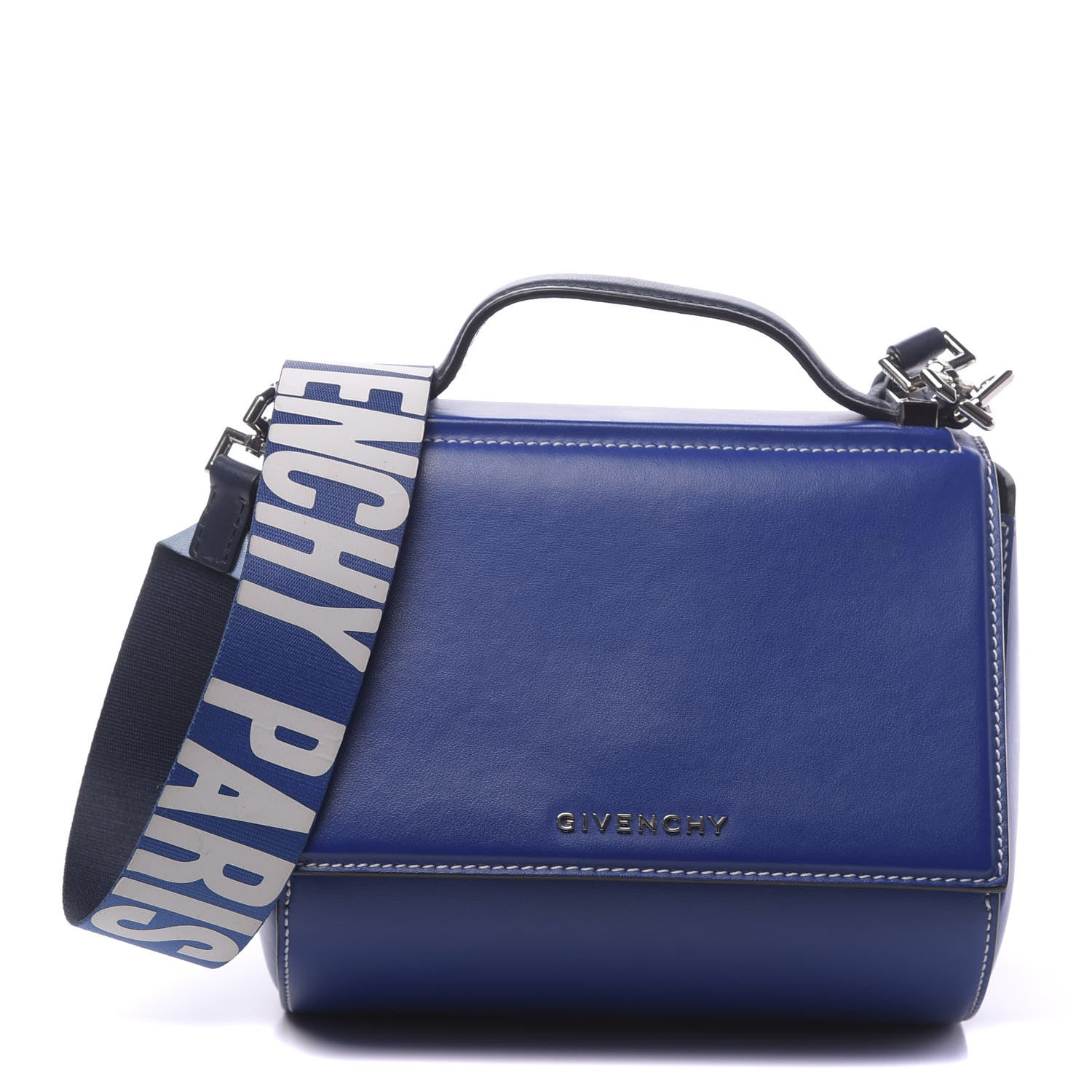 Givenchy Calfskin Mini Pandora Box Logo Strap Crossbody Bag Moroccan Blue 1 of 9
