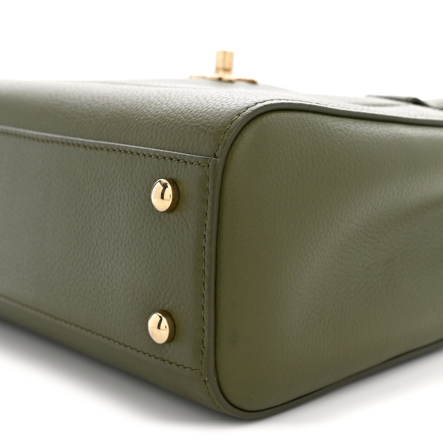 Grained Calfskin Mini Neo Executive Shopper Tote Khaki