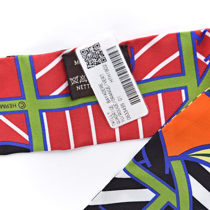 Hermes Silk Quadrige Twilly Rouge Orange Vert 4 of 5