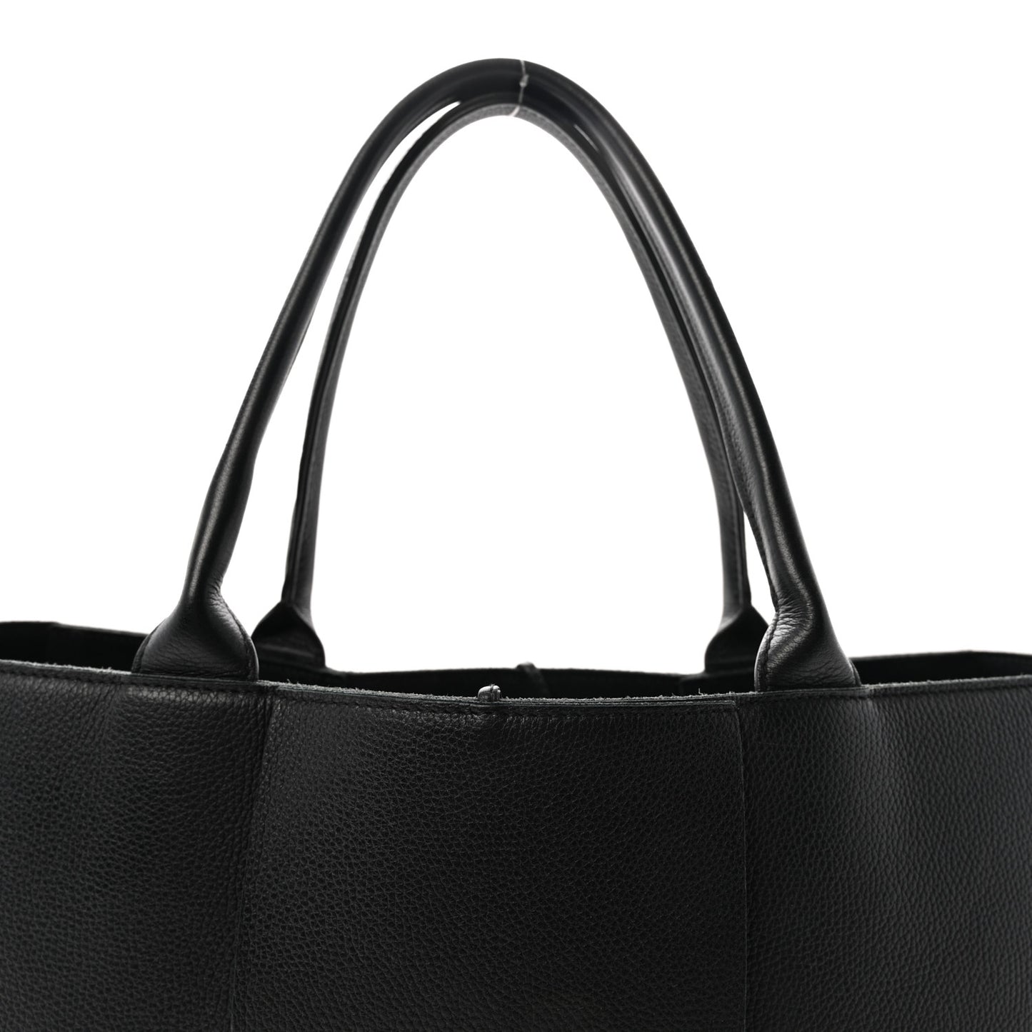 Grained Calfskin Maxi Intrecciato Medium Arco Tote Black