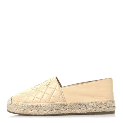 Chanel Lambskin Quilted CC Espadrilles 39 Beige 1 of 9