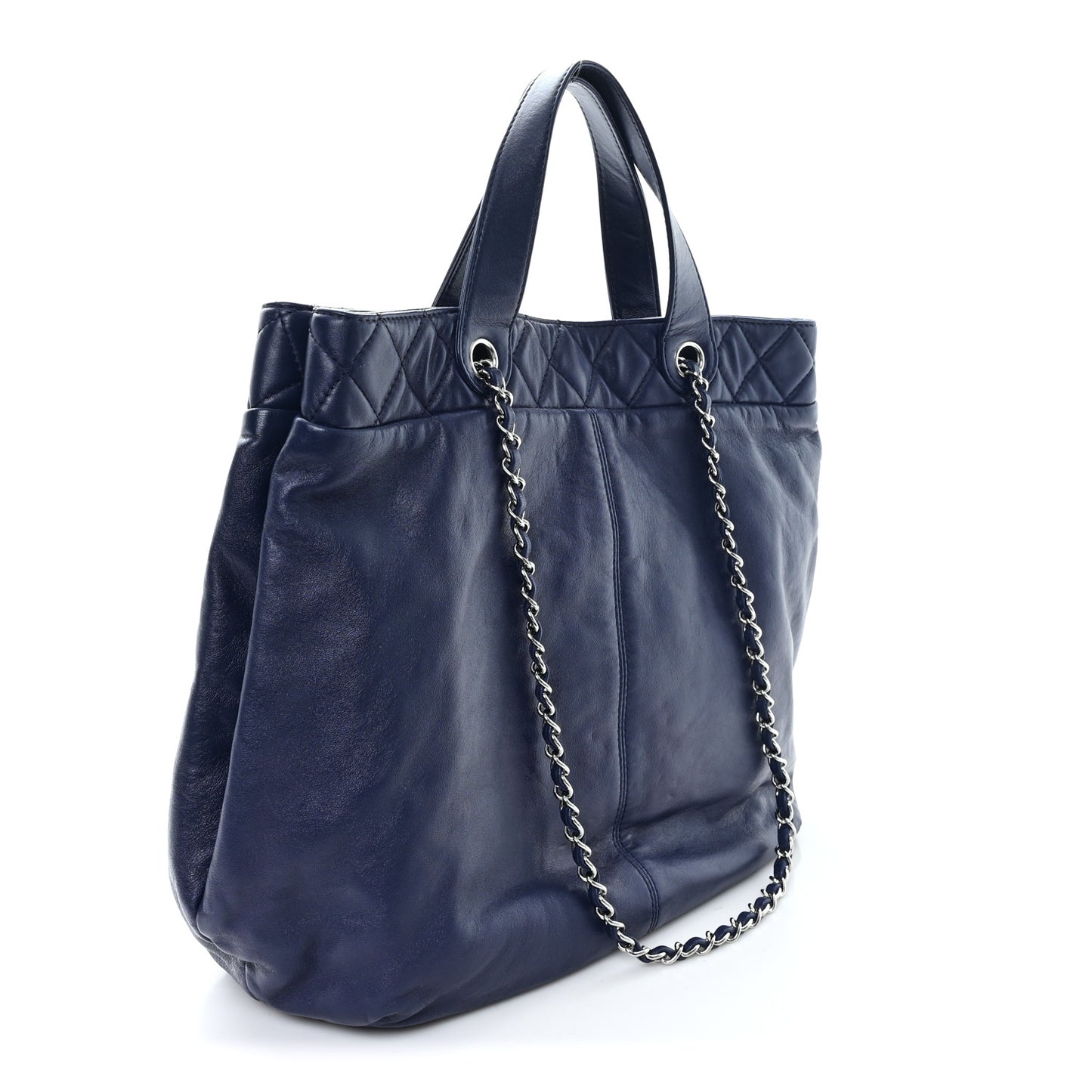 Calfskin Large Trianon Tote Navy Blue