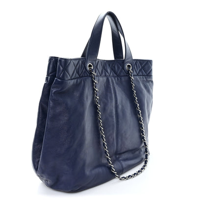 Chanel Calfskin Large Trianon Tote Navy Blue 3 of 11