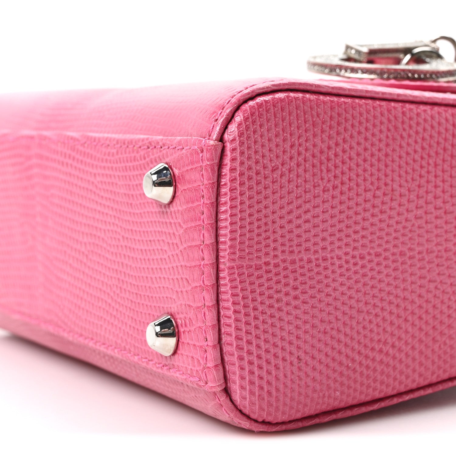 Christian Dior Lizard Swarovski Crystal Mini Lady Dior Dark Pink 10 of 11