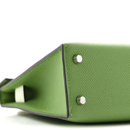 Hermes Epsom Tri-Color Mini Kelly Sellier 20 Vert Yucca Vert Fizz Etoupe 9 of 11