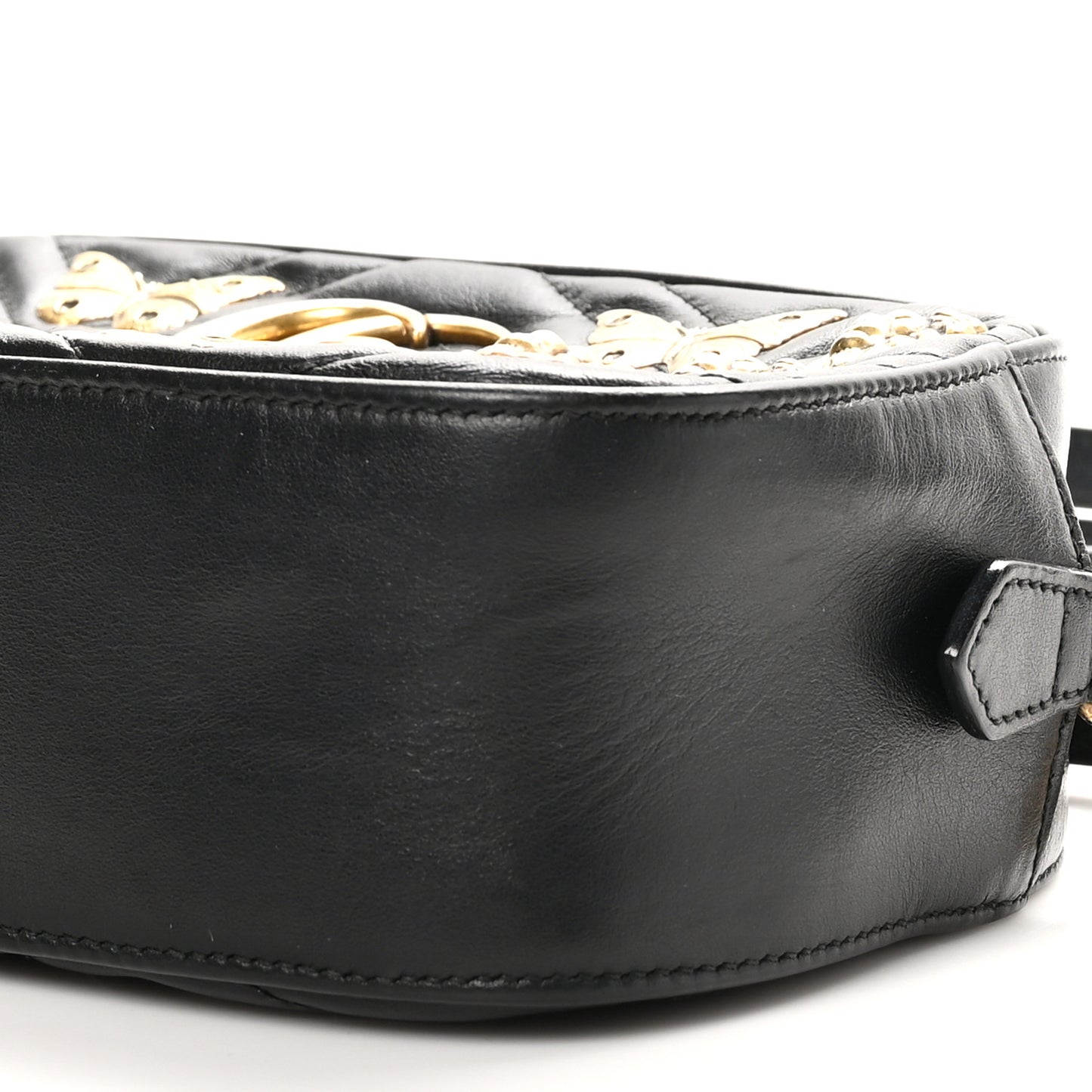 Calfskin Matelasse Animal Studs Small GG Marmont Chain Shoulder Bag Black