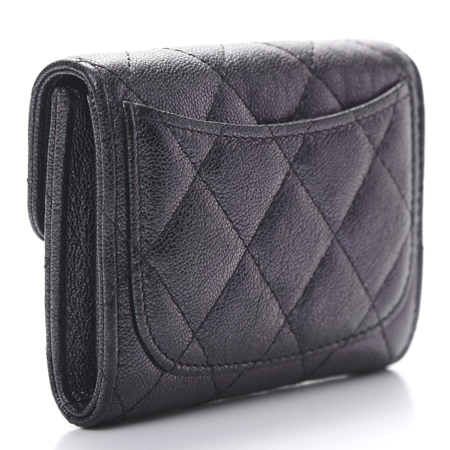 Chanel Iridescent Caviar Quilted Flap Card Holder Wallet Black 3 of 9