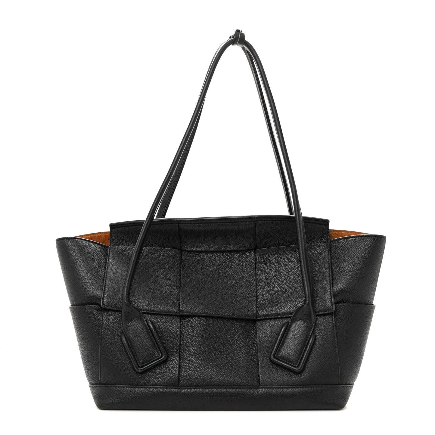 Grained Calfskin Maxi Intrecciato Medium Arco Black