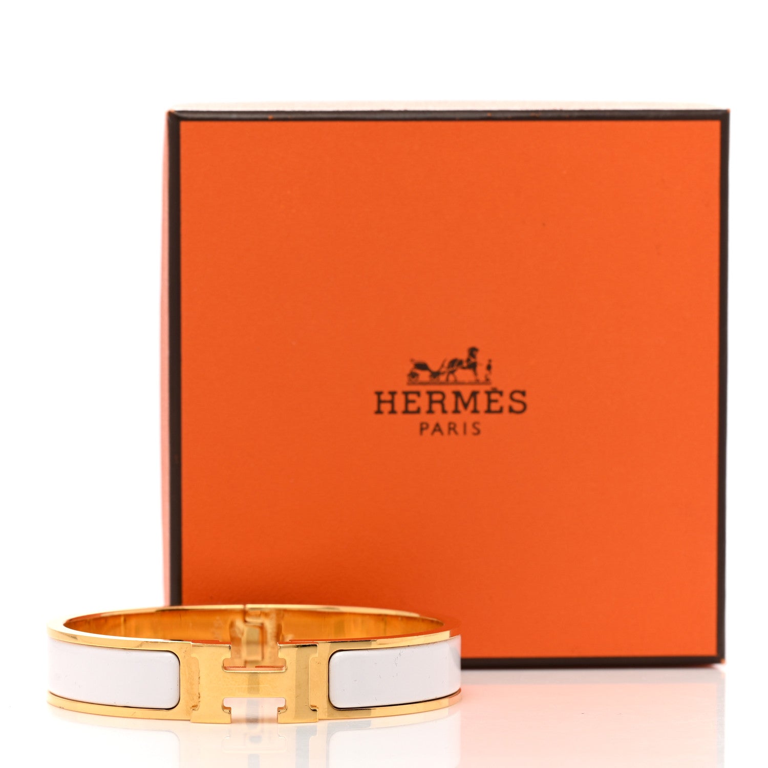 Hermes Enamel Narrow Clic Clac H Bracelet GM White 6 of 6