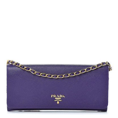 Prada Saffiano Metal Oro Chain Wallet Viola 1 of 11