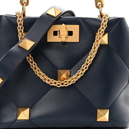 Valentino Garavani Nappa Small Roman Stud The Handle Bag Navy 7 of 9