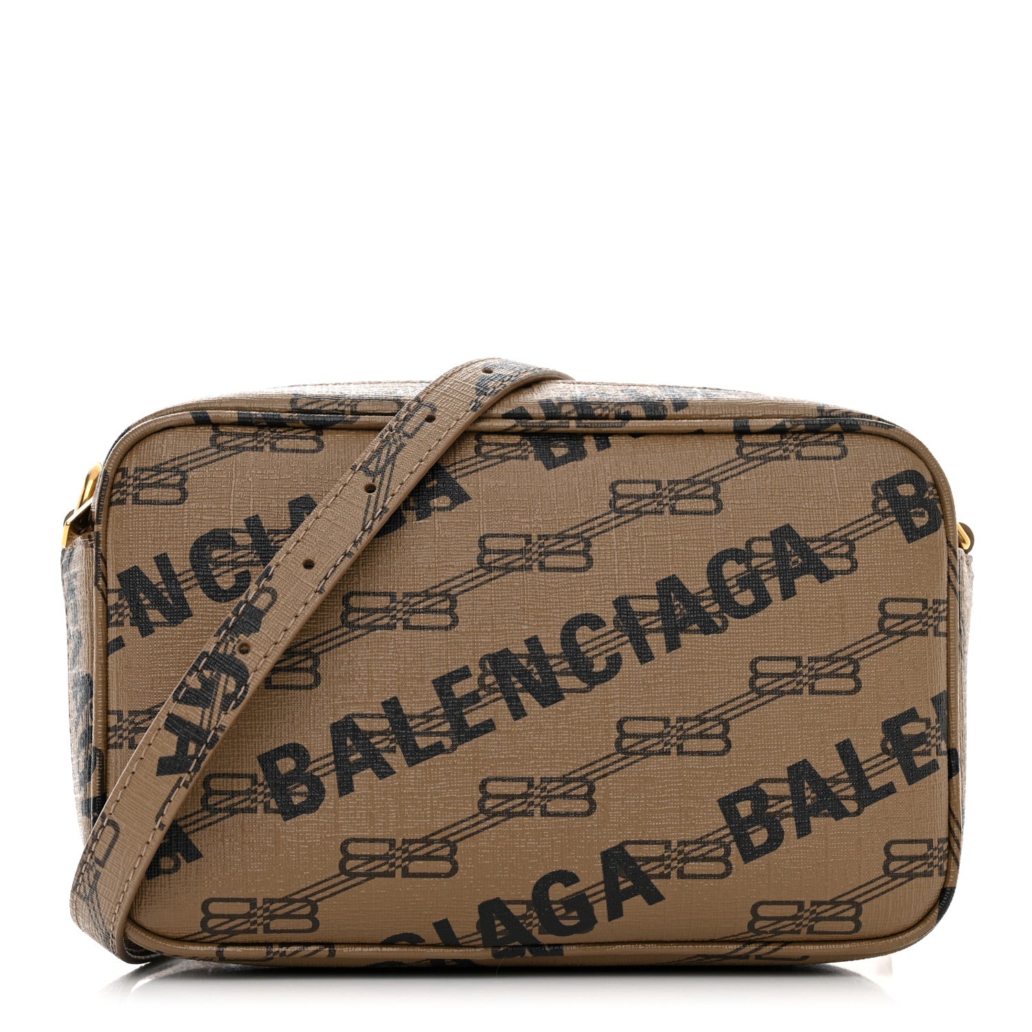 Balenciaga Coated Canvas BB Monogram Allover Logo Small Camera Bag Beige Brown Black 1 of 10