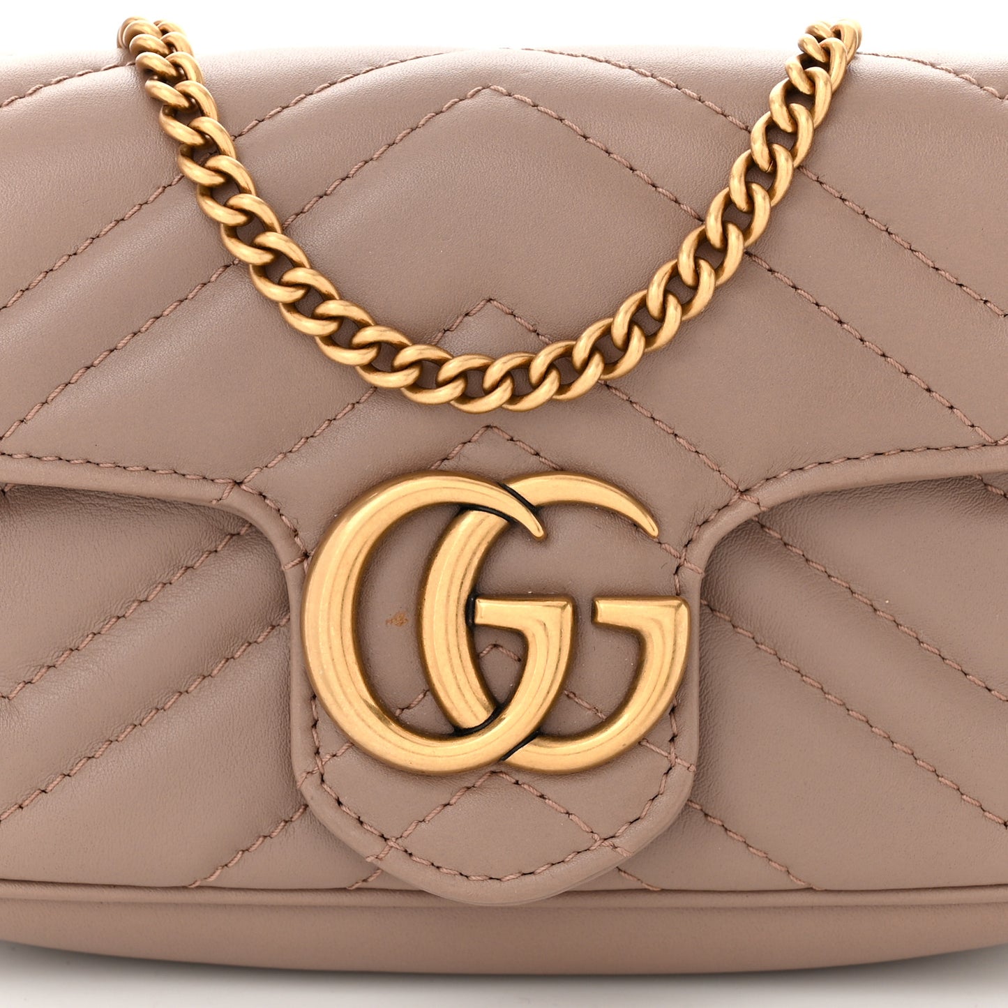 Calfskin Matelasse Super Mini GG Marmont Shoulder Bag Porcelain Rose